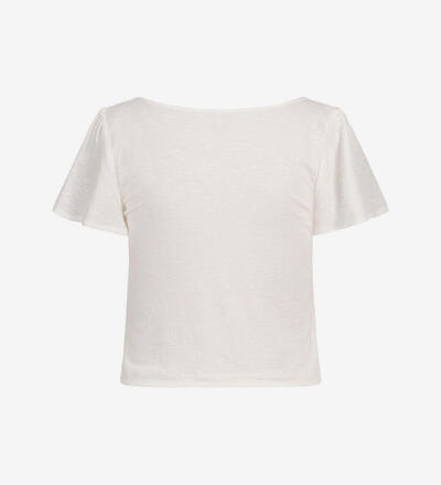 Product image for 'Women's Cropped Shirt with Decorative Buttoned Strip and Frill Sleeves'