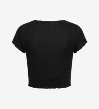 Product image for 'Women's Ribbed Crop Top T-Shirt with Wavy Detailed Hem'