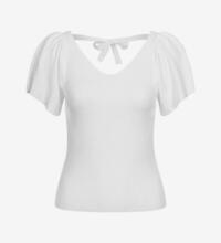 Product image for 'Women's NOOS Ribbed V-Neck Batwing Sleeves Shirt with Lace-Detailing on the Back'