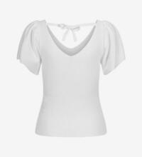 Product image for 'Women's NOOS Ribbed V-Neck Batwing Sleeves Shirt with Lace-Detailing on the Back'