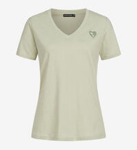 Product image for 'Women's V-Neck T-Shirt with Embroidered Heart greyish light green'