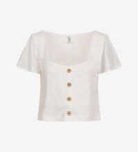 Product image for 'Women's Cropped Shirt with Decorative Buttoned Strip and Frill Sleeves'